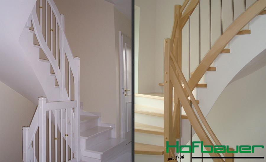 Weiße Betontreppen in Holzoptik mit passendem Treppengeländer